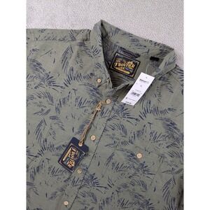 Frontier Threads by Weatherproof Mens XL Leaf Print Shirt Green Navy Cotton NWT